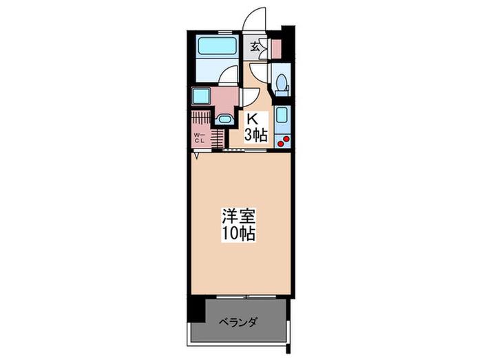 ルービンス宇品御幸II(1K/11階)の間取り写真