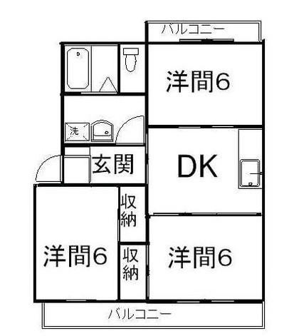 東町グランドハイツ(3DK/3階)の間取り写真