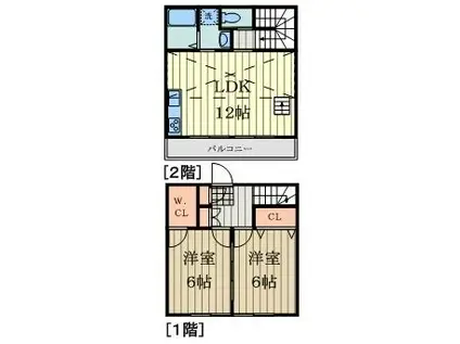 スヴェート武蔵野(2LDK/1階)の間取り写真