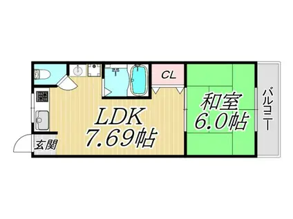 マンションヒラミツパートII(1LDK/4階)の間取り写真