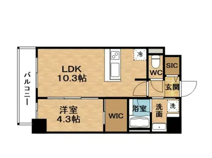 D QAREST 本庄東FJRE(1LDK/10階)の間取り写真