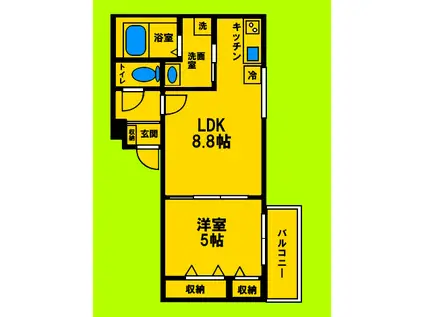 エスパシオ(1LDK/3階)の間取り写真