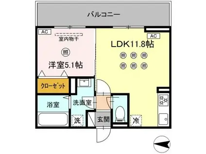 アクアフェリーチェ B棟(1LDK/3階)の間取り写真