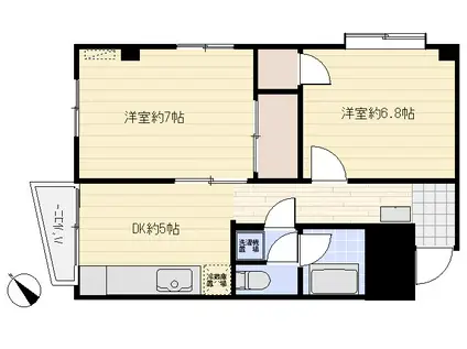 リベルテ(2DK/2階)の間取り写真