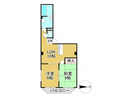 エスパシオ本町(2LDK/2階)の間取り写真