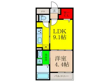 LA LUCE(1LDK/1階)の間取り写真