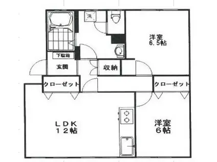 マンションTSUZUKI(2LDK/1階)の間取り写真
