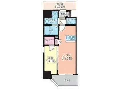 サムティ京橋CLEAR(1LDK/10階)の間取り写真