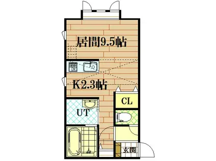 JR富良野線 西御料駅 徒歩30分 2階建 築4年(1K/2階)の間取り写真