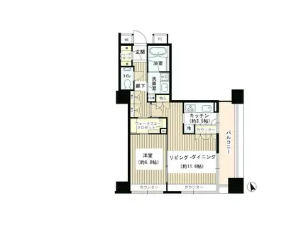 グランスイート虎ノ門(1LDK/16階)の間取り写真