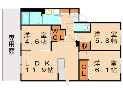 シャーメゾン泉(3LDK/1階)の間取り写真
