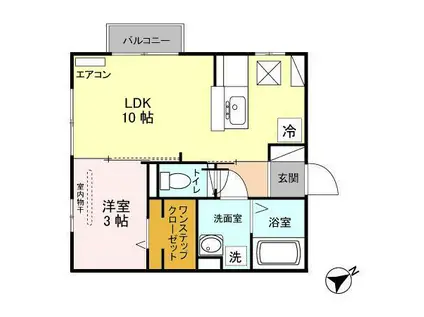 カンターロ(1LDK/1階)の間取り写真