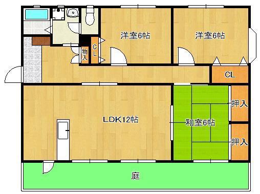 カメリアII(3LDK/1階)の間取り写真