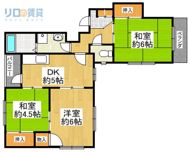 レジデンス宝塚(3DK/2階)の間取り写真