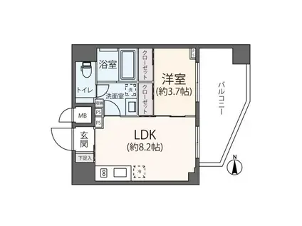 リージア下北沢(1LDK/8階)の間取り写真