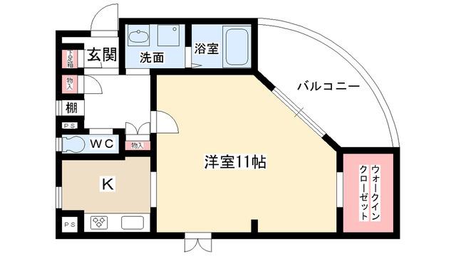 よもぎの郷(1K/1階)の間取り写真