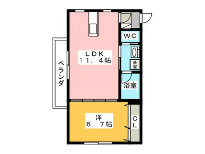 ハウネイスト(1LDK/3階)の間取り写真