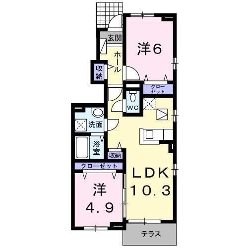 プラシード アロッジオ(2LDK/1階)の間取り写真