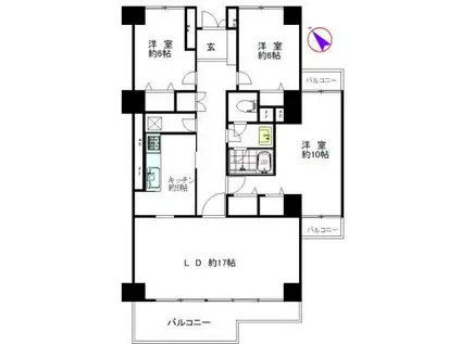 茗荷谷 3LDK(3LDK/4階)の間取り写真