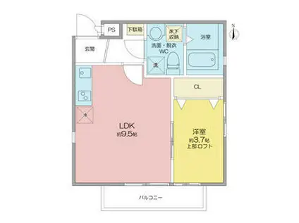 LAVIEENROSE(1LDK/2階)の間取り写真