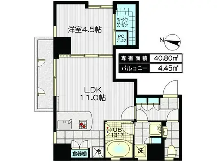 イースト―プ用賀(1LDK/6階)の間取り写真