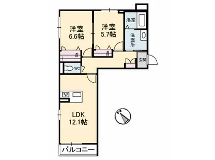 CLAN古市(2LDK/1階)の間取り写真