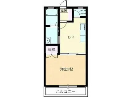 ファブリックフィールドハウス A(1DK/2階)の間取り写真