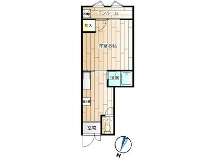 ハイツナガハマ(1K/2階)の間取り写真