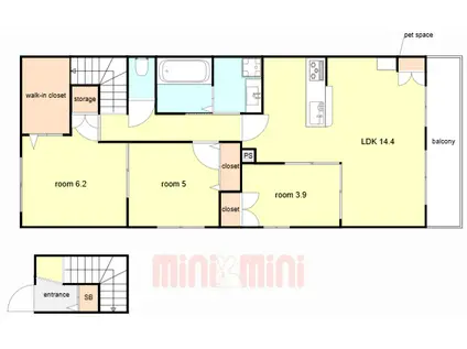 ベルメゾン星陵台(3LDK/2階)の間取り写真