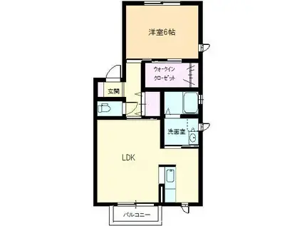 ヴィラ樫II(1LDK/2階)の間取り写真