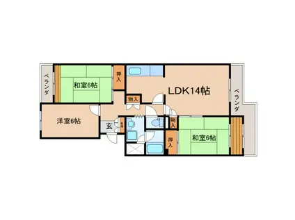 シャルマン東森下西側(3LDK/2階)の間取り写真