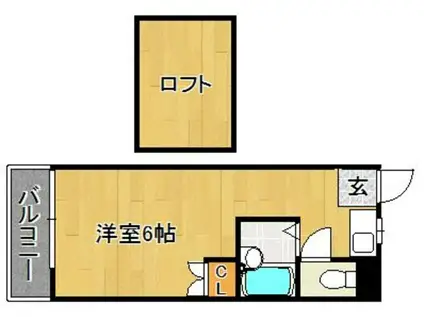 ヒルサイドテラス西新(1K/2階)の間取り写真