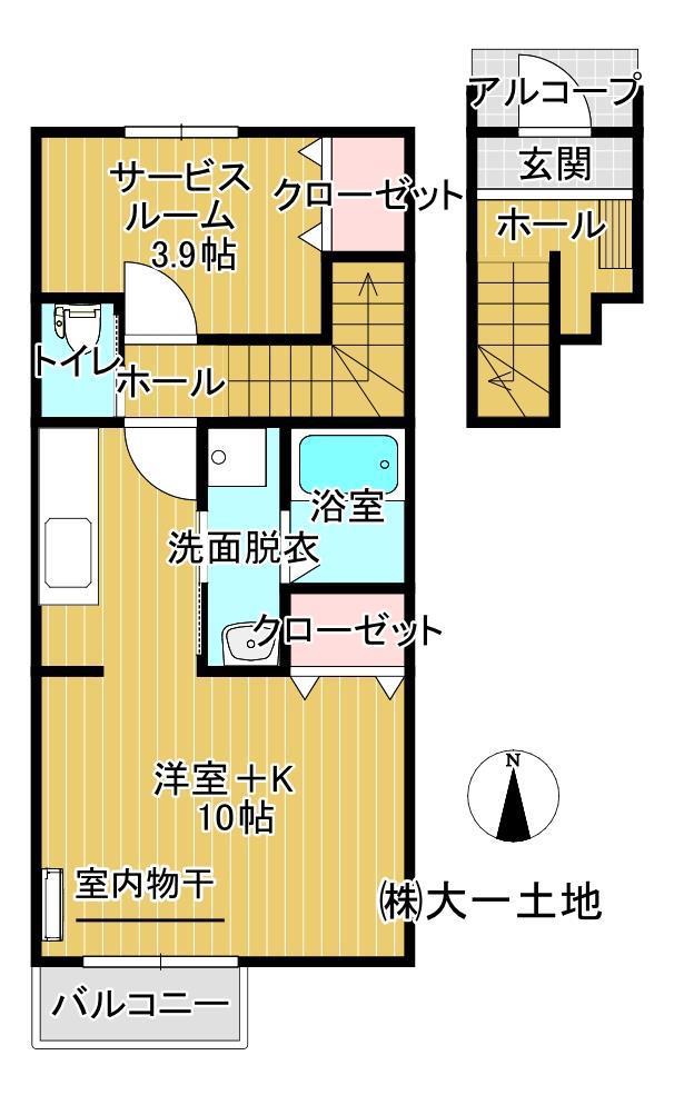 モンステラ(1SK/2階)の間取り写真
