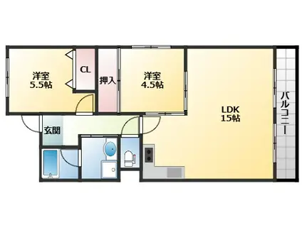 メゾンドール向陽(2LDK/1階)の間取り写真