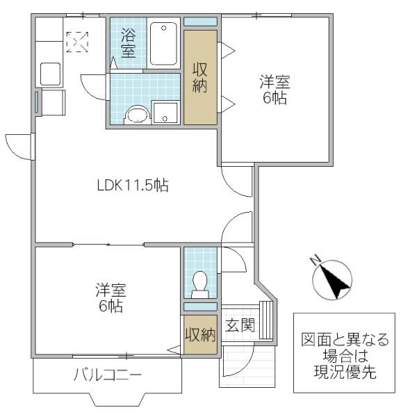 ベルウッド 381 C(2LDK/1階)の間取り写真