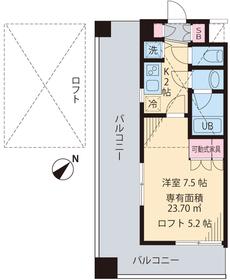 ビイルーム横濱関内(1K/5階)の間取り写真