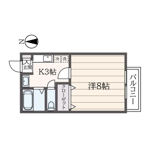 エスポワール(1K/1階)の間取り写真