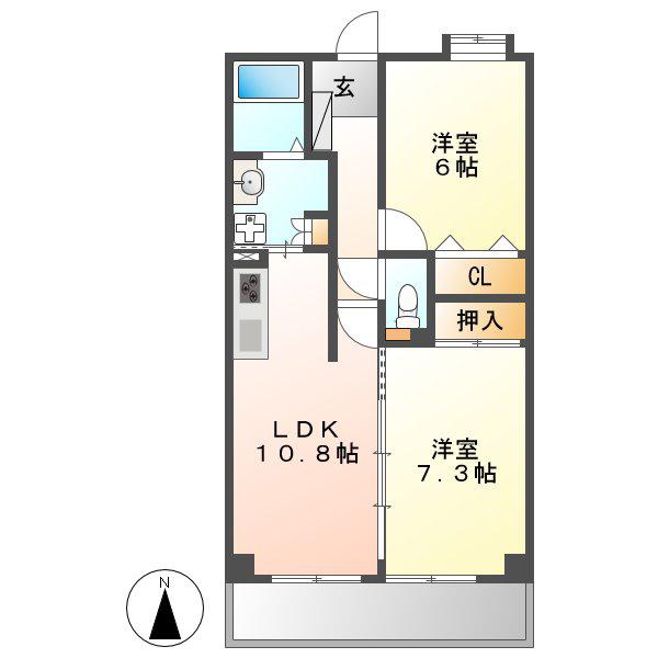 シャルマン・ロジェ(2LDK/3階)の間取り写真