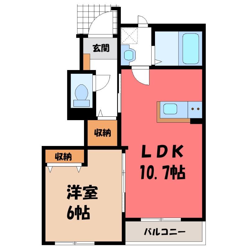 ディアフォレストII(1LDK/1階)の間取り写真