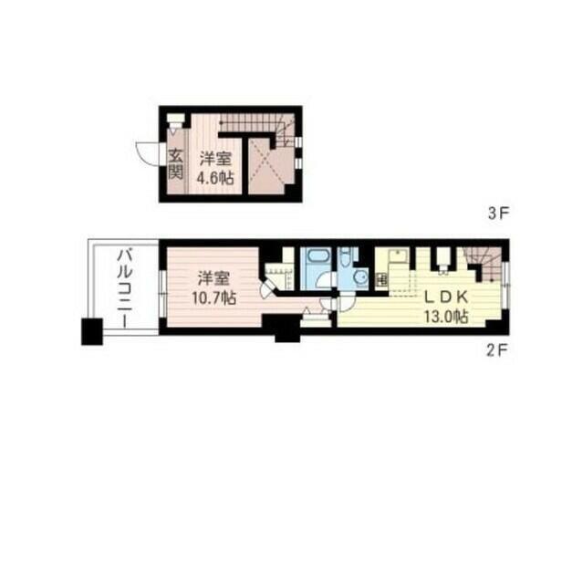 レジデンスシャルマン月島(2LDK/3階)の間取り写真