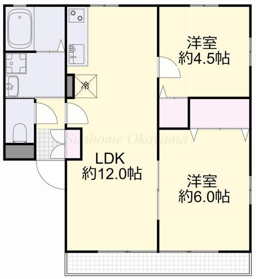 エクセラン今(2LDK/2階)の間取り写真