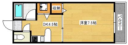 プレア21(1K/4階)の間取り写真