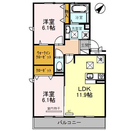 アルタ小柿ビュー(2LDK/1階)の間取り写真