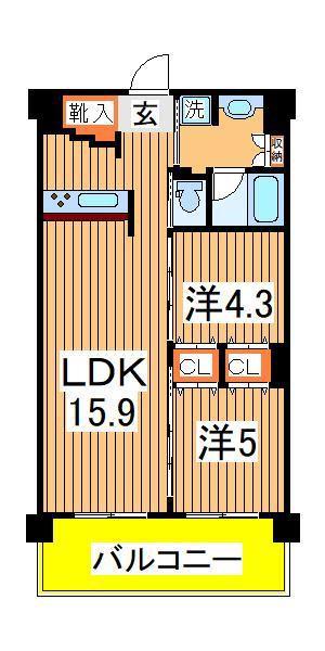 ART RESIDENCE IN OOTAKA-NO-MORI A棟(2LDK/4階)の間取り写真