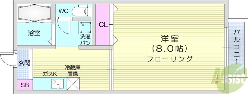 セフィラ・エイ黒松(1K/2階)の間取り写真