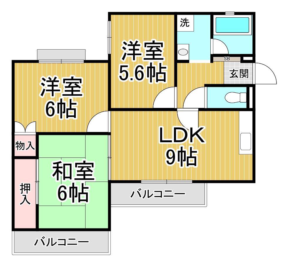 リアライズ新甲陽Ⅱ(3LDK/1階)の間取り写真