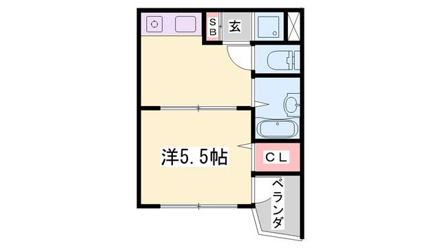 アルファポレール(1K/1階)の間取り写真