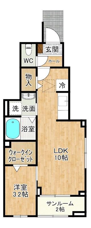 ヴェルデメゾン(1LDK/1階)の間取り写真