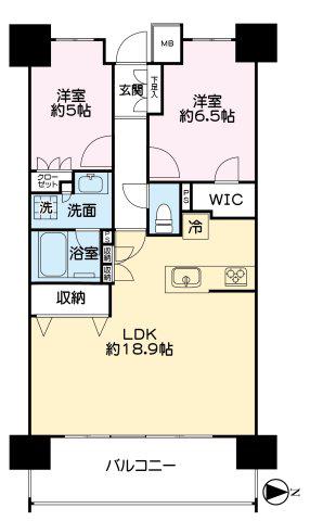 レーベン福島ONE TOWER(2LDK/20階)の間取り写真