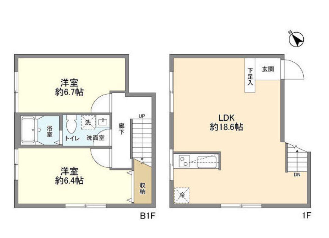 スタイリオフィット武蔵小山(2LDK/1階)の間取り写真